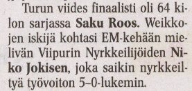 Artikkeli Turun Sanomissa, 31.3.2005