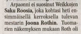 Artikkeli Turun Sanomissa, 1.11.2004